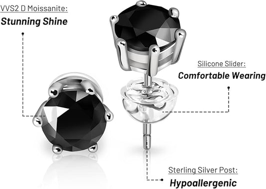 Pendientes De Diamantes Negros En Oro Blanco De 14 Quilates .30 CTW, Oro Blanco Diamante, Diamante Negro - 5 - CJ