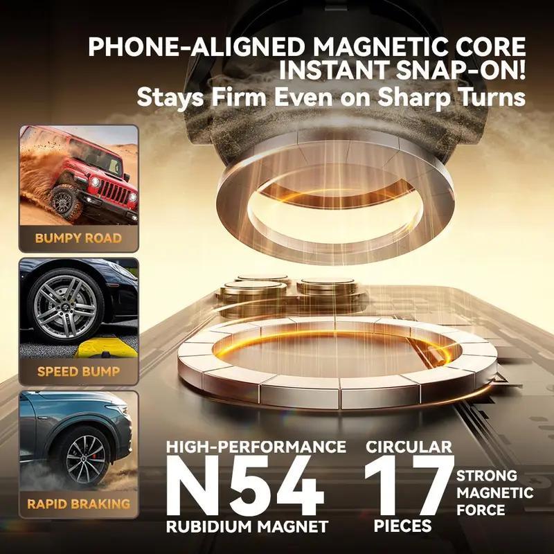 Upgraded Wireless Magnetic 360 Degree Rotating Adjustable Folding Car Phone Holder Strong Suction Power Is Suitable For Magsafe And All Smartphones - 5 - CJ