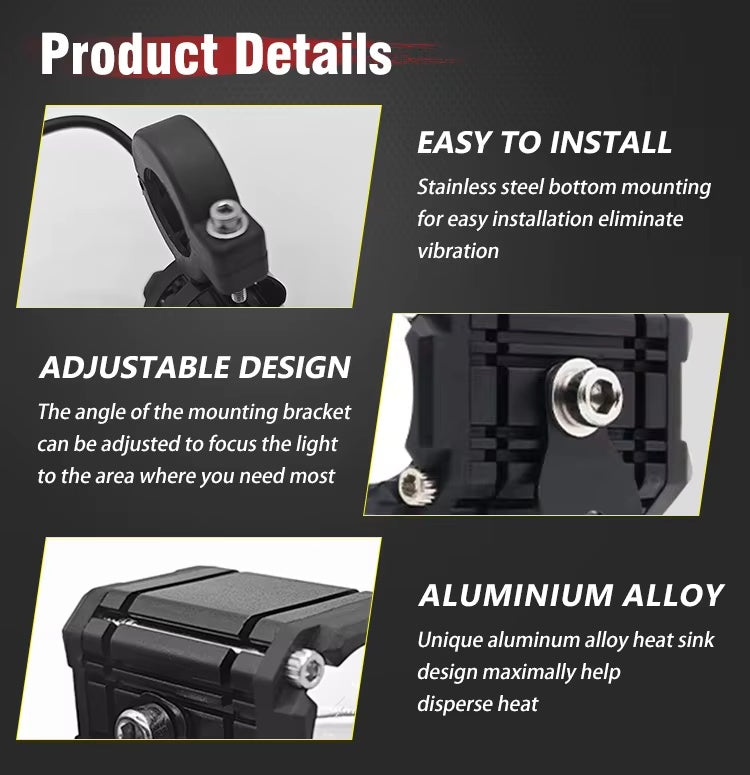 2pcs M5 Spotlight Ultra Bright LED Fog Lights, Headlights, Motorcycles, Cars, Projectors, Waterproof, Universal, Suitable For Motorcycles, SUV, Small, Auxiliary, Spotlight, 12W