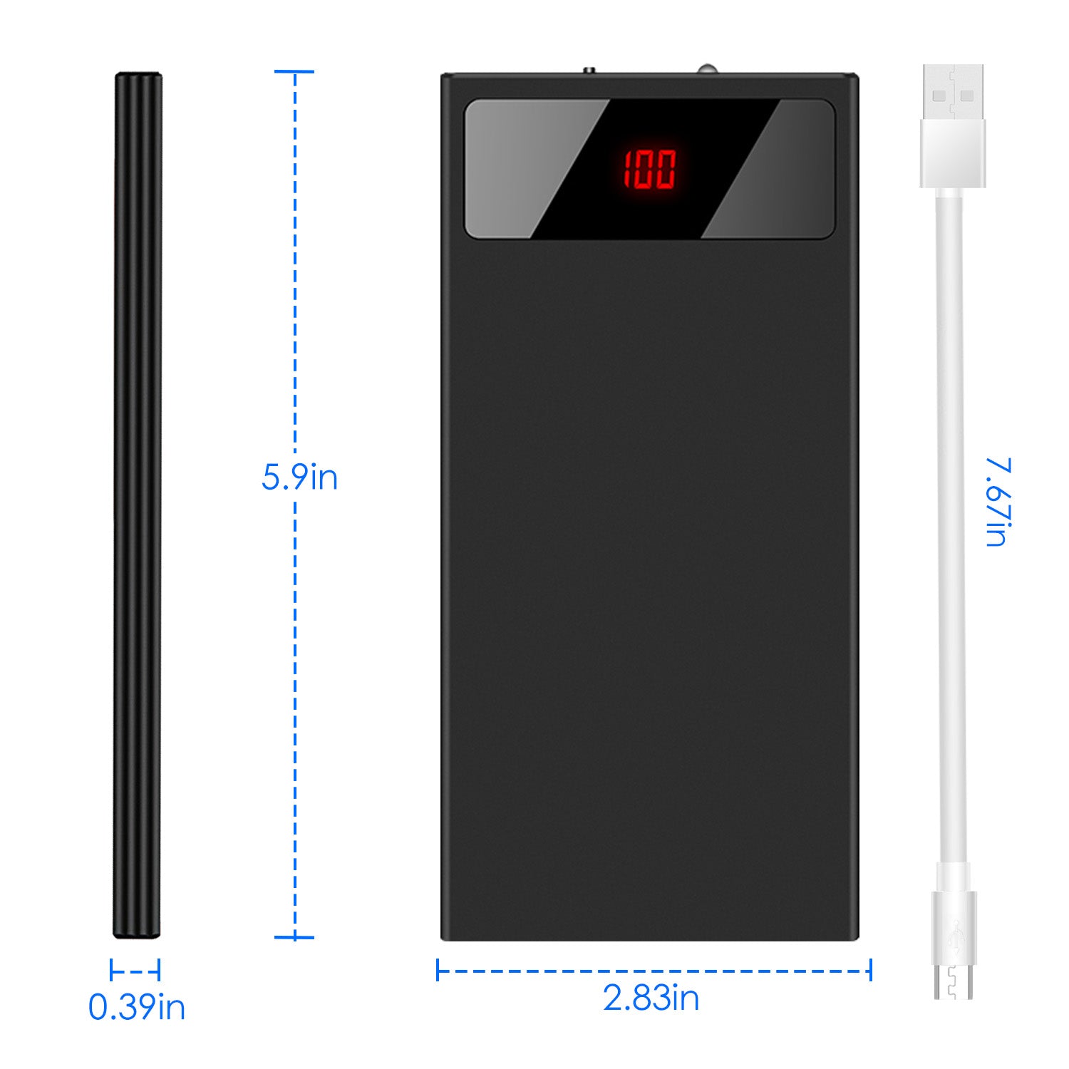 1Pc 20000mAh Power Bank Ultra - thin Phone Charger Dual USB Port Flashlight Battery Remain Display - 5 - CJ