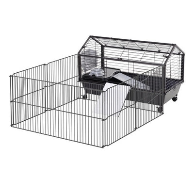 Small Animal Play Fence Cage With Rolling Casters, Water Bottle - 5 - CJ