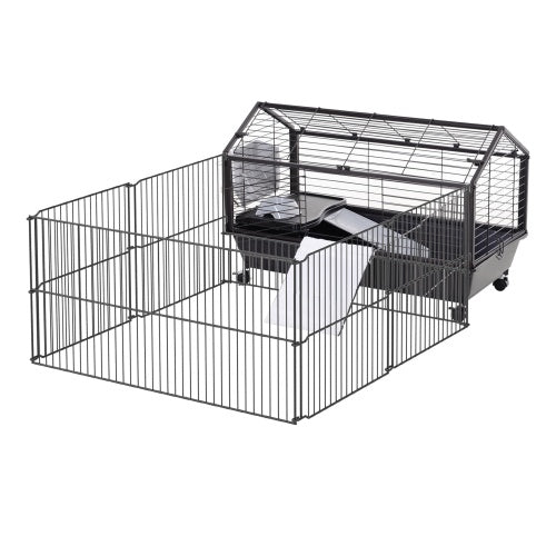 Small Animal Play Fence Cage With Rolling Casters, Water Bottle - 5 - CJ