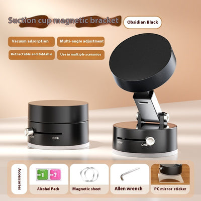 Foldable Magnetic Vacuum Car Phone Holder Foldable Suction Cup With Suction Cup Hands - Free Navigation For Smart Phone - 0 - CJ - Obsidian Black - CJSJ224953002BY