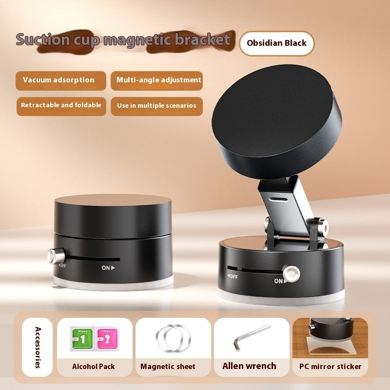 Foldable Magnetic Vacuum Car Phone Holder Foldable Suction Cup With Suction Cup Hands - Free Navigation For Smart Phone - 0 - CJ - Obsidian Black - CJSJ224953002BY