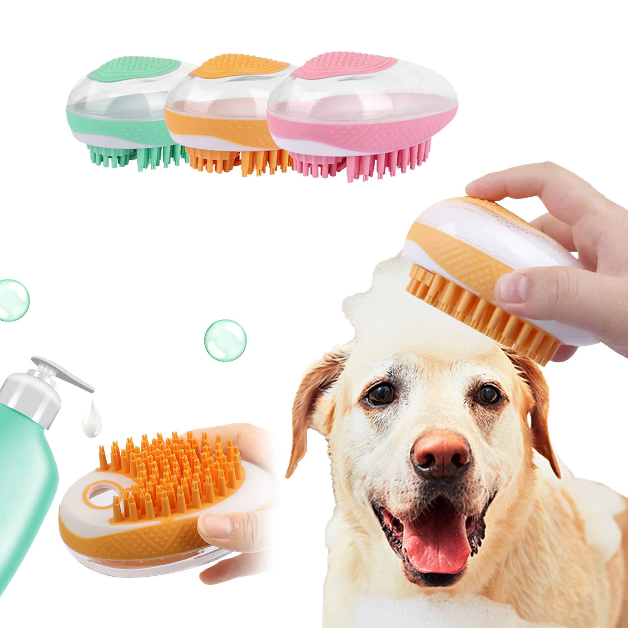 Dog Cat Bath Brush 2 - in - 1 Pet SPA Massage Comb Soft Silicone Pets Shower Hair Grooming Cmob Dog Cleaning Tool Pet Products - 0 - CJ