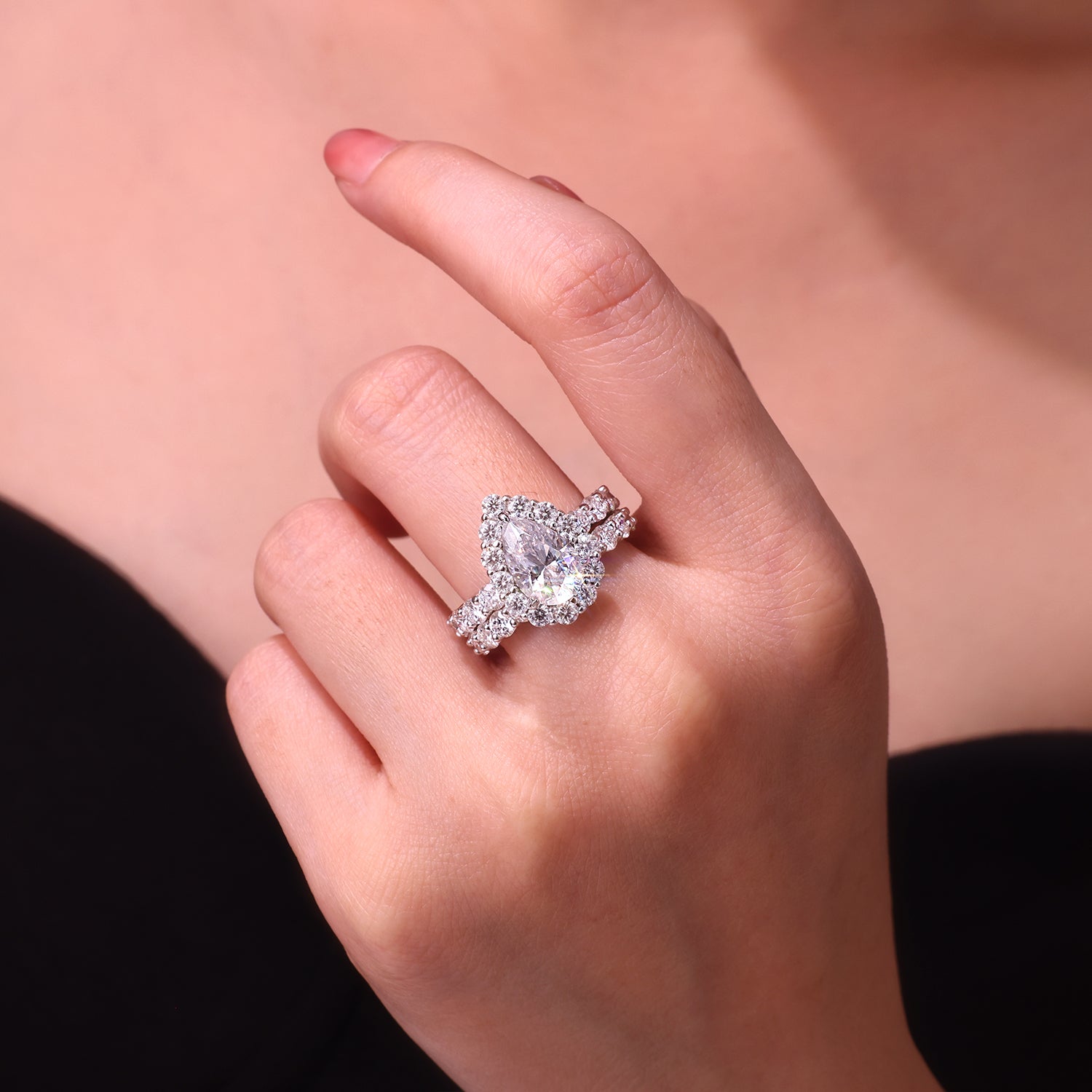 1Devoted Dew - Fashionable Men’s And Women’s Ring And Ring Jewelry Set With Moissanite S925 Sterling Silver And Platinum-plated Diamond. Prohibit TikTok sales