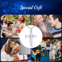 925 Sterling Silver Cross Pendant Necklace With Christian Bible Verse