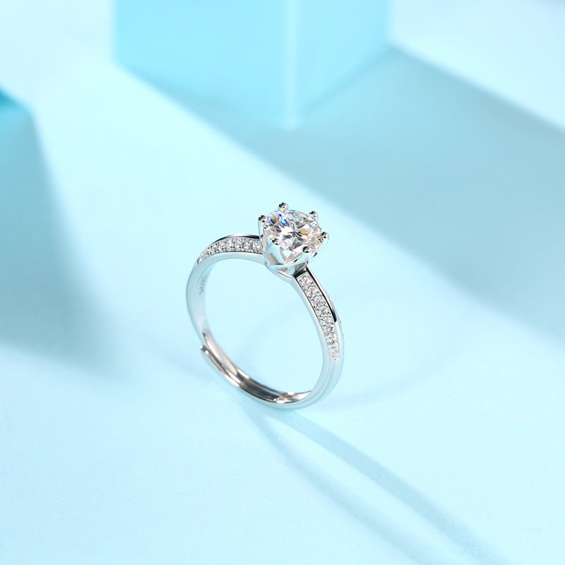 1Moissanite Diamond Wedding Ring Luxury Fashion Silver Ring Prohibit TikTok sales - 5 - CJ