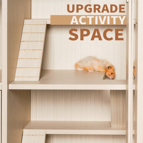 Guinea Pig Cage, 4 Tiers Hamster Cage Wooden With Lockers - 5 - CJ