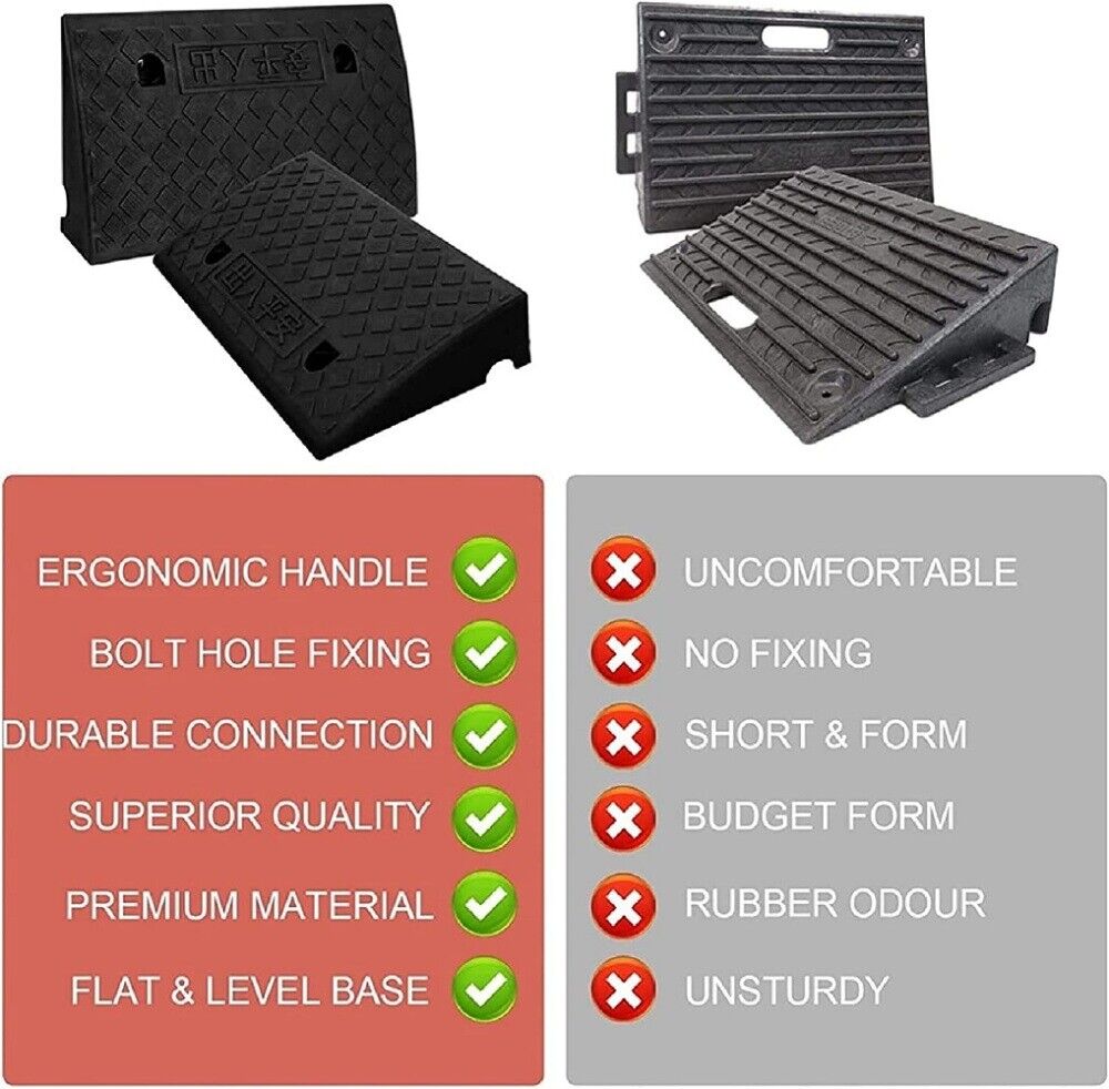 Vehicle Slope Ramp Universal Heavy Duty Rubber Kerb Ramps Car Bikes Threshold - 5 - CJ