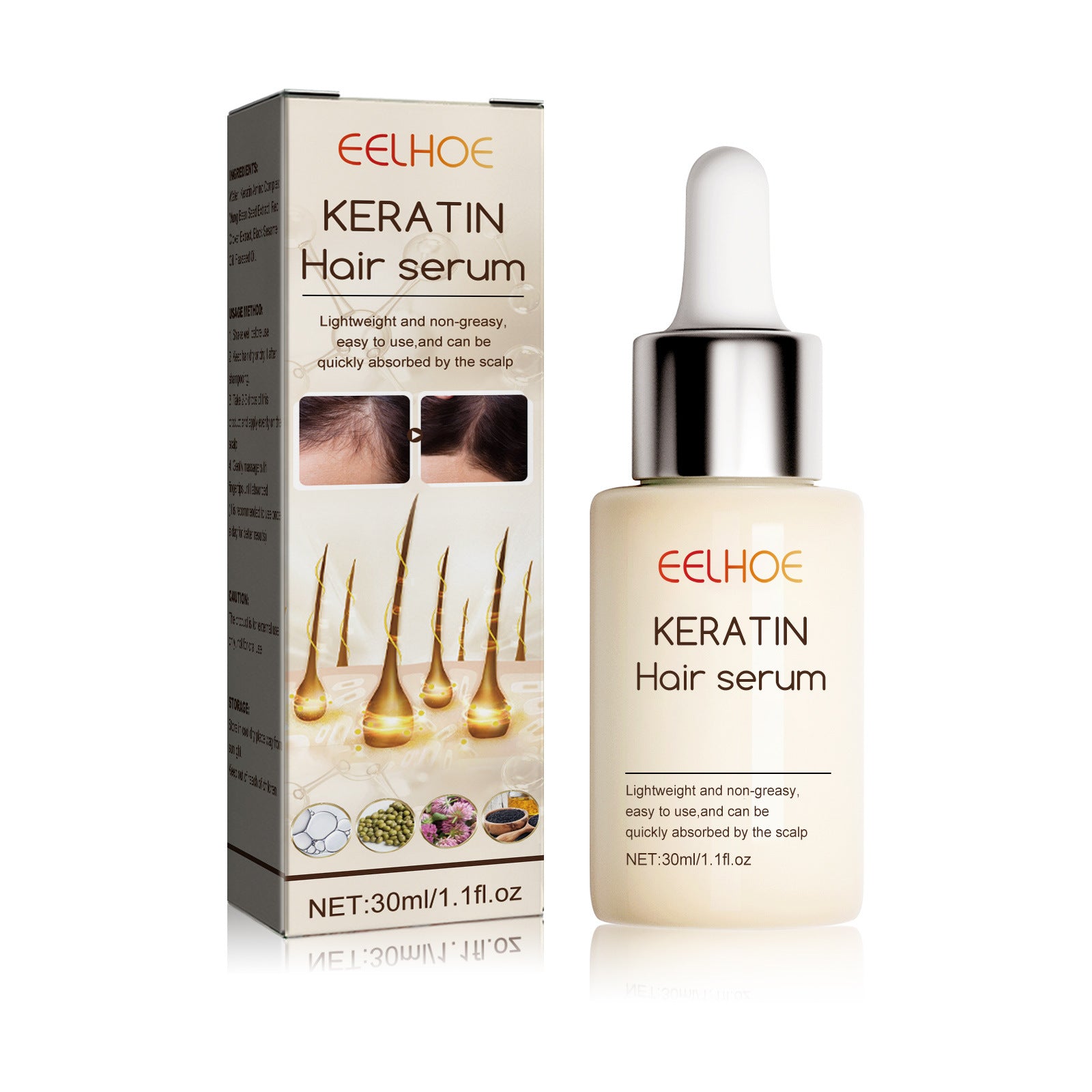 EELHOE Intense Hair Serum Moisturizing Hair Repair Hair Root Thickening Hairline Strengthening Hair Treatment - 5 - CJ