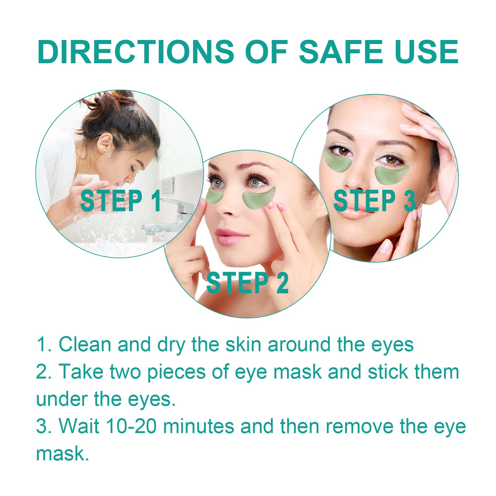 EELHOE Chlorella Vera Hydrogel Eye Mask, Moisturizing Desalination Eye Grain Compact Fine Grain Soft Skin Hydrating Eye Mask - 5 - CJ