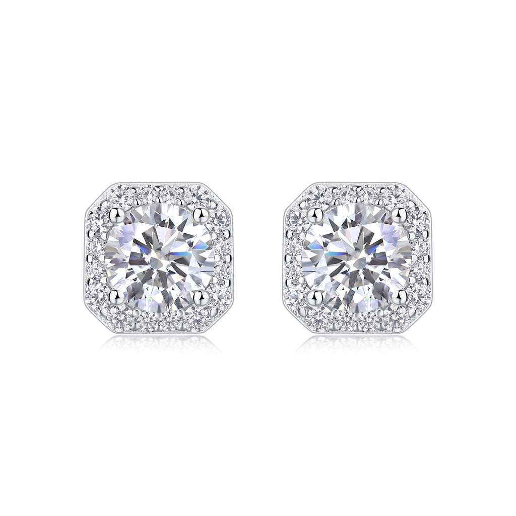 Heart Rose Luxury Fashion Diamond Earrings Stud Set With Mosan Diamond Silver Ornaments