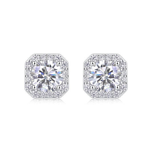 1Heart Rose Luxury Fashion Diamond Earrings Stud Set With Mosan Diamond Silver Ornaments Prohibit TikTok sales - 5 - CJ
