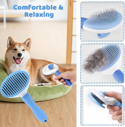 7pcs Pet Grooming Kit, Self - Cleaning Brush Shedding Kit With Nail Clipper, Flea Comb, Shampoo Bath Brush, Finger Toothbrush - 5 - CJ