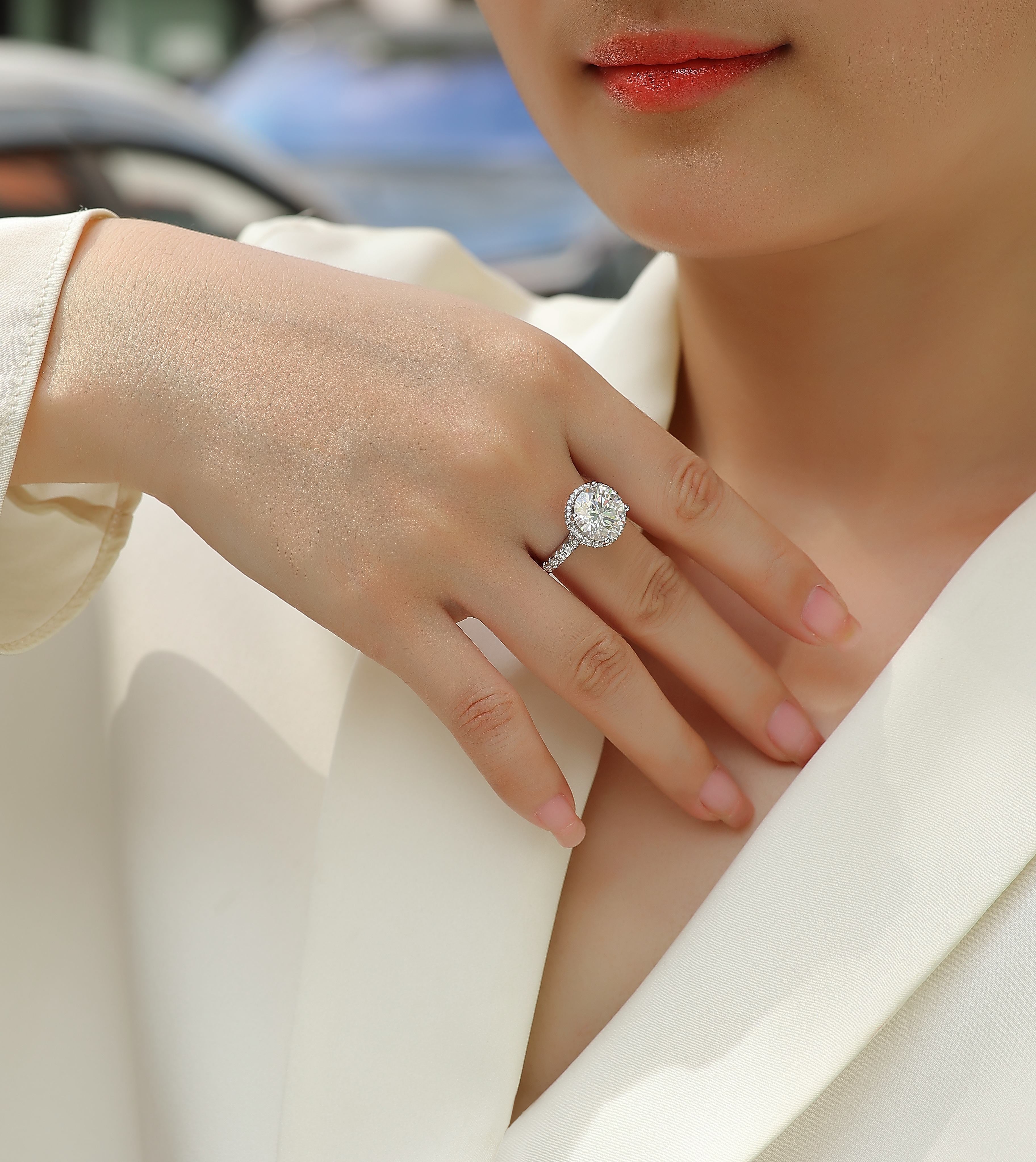 1Starry Sky - A Fashionable And Luxurious Jewelry Piece Set With 5 - carat Moissan Diamond S925 Sterling Silver And Platinum - plated Diamond Prohibit TikTok sales - 5 - CJ