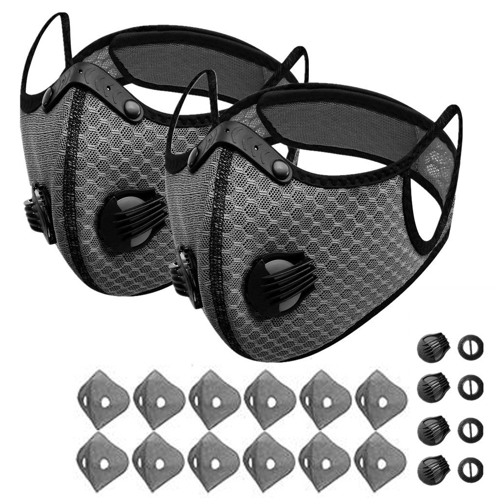 Sport Mask Cycling Face Mask Activated Carbon Filter Breathing Valves With Filter - 5 - CJ