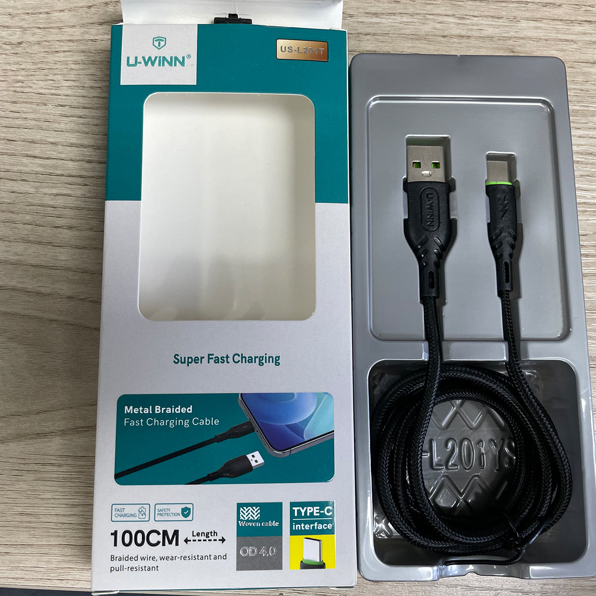 L201 USB - C Cable 2.1A 1M Black USB 3.0 UWINN - 5 - CJ