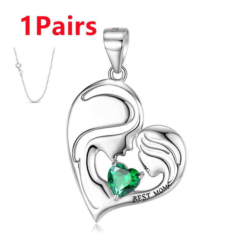 S925 Sterling Silver Best Mom Necklace Mother's Day Series Necklace - 4 - CJ - PNC00825 Set - CJJE159972318RI
