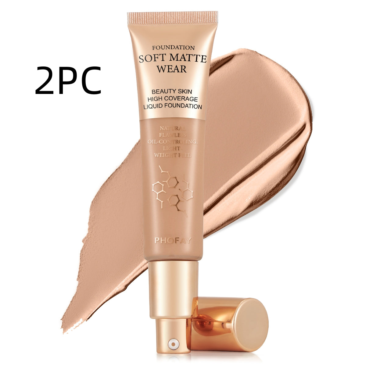 PHOFAY Full Coverage Foundation - 4 - CJ - 08 2pcs - CJCZ212019622VE