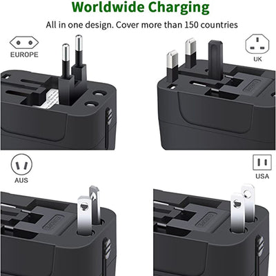 Travel Adapter With USB C, Universal All In One Worldwide Travel Adapter Power Converters Wall Charger AC Power Plug Adapter USB Type C Charging For USA EU UK AUS - 5 - CJ