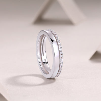 1Double Ring Shadow - A Fashionable And Luxurious Jewelry Piece Set With Moissanite S925 Sterling Silver And Platinum - plated Diamond Prohibit TikTok sales - 5 - CJ