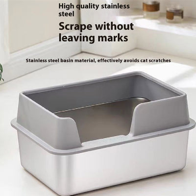Stainless Steel Litter Box High Fence Anti - splash - 0 - CJ