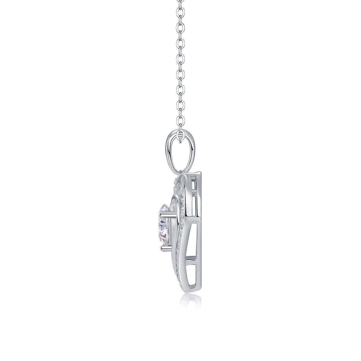 1Heart To Heart Luxury Fashion Diamond Pendant Necklace Set With Mosan Diamond Silver Ornaments Prohibit TikTok sales - 5 - CJ