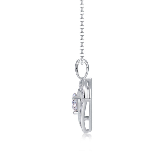 1Heart To Heart Luxury Fashion Diamond Pendant Necklace Set With Mosan Diamond Silver Ornaments Prohibit TikTok sales - 5 - CJ