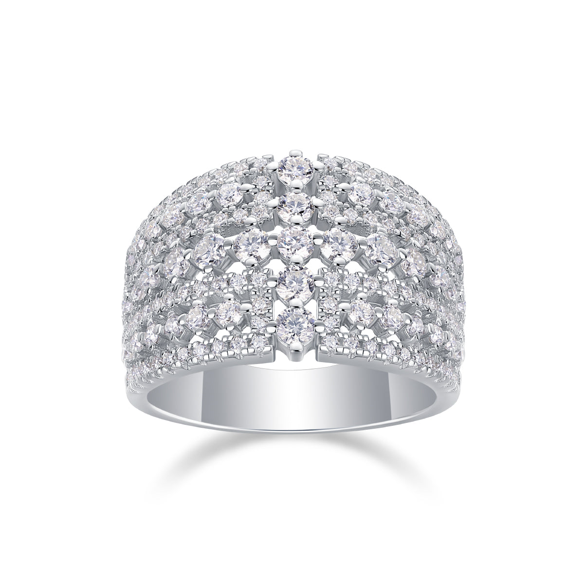 1Many Diamonds Are Arranged Luxuriously Fashionable Moissanite Silver Rings Prohibit TikTok sales - 5 - CJ