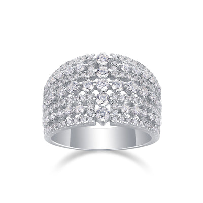 1Many Diamonds Are Arranged Luxuriously Fashionable Moissanite Silver Rings Prohibit TikTok sales - 5 - CJ