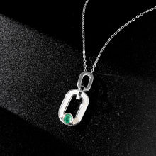 Simple Geometry Women's Necklace Ring S925 Silver Bag With Emerald Pendant - 4 - https://x.com/titan_prim62775J