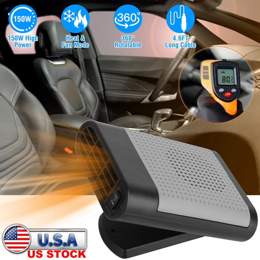 24V 200W Or 12V 150W Portable Car Heater Heating Fan 2 In 1 Defroster Defogger Demister Windshield Heater Automotive Cooling Fan With 360 Degree Rotating Base - 5.0 - CJ
