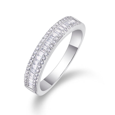 1Arrange The Square Diamond Ring Luxury Fashion Moissanite Silver Ring Prohibit TikTok sales - 5 - CJ