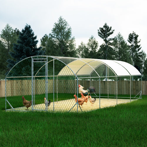 26x9x6Large Metal Chicken Coop,Walk - in Poultry Cage,Chicken Run With Waterproof Cover,Outdoor Backyard Farm,Chicken Rabbits Duck Run Pen,Easy To Assemble And Clean - 5 - CJ