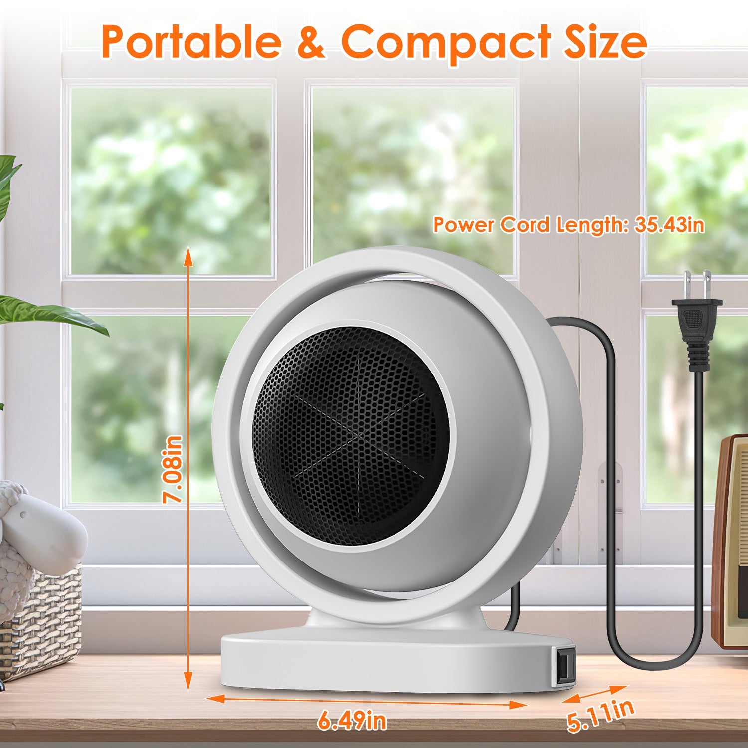 1Pc 380W Space Heater With 30 Degree Tilting Angle 3S Fast Heating Portable Desktop Electric Heater For Indoor Use With Overheat Protection Tip Over Protection For Home Office - 5 - CJ