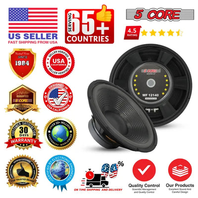 5 Core 12 Inch Car Woofer Audio 300W 4Ohm Deep Bass Replacement Sub Woofer Component Loud Speaker - 5 - CJ