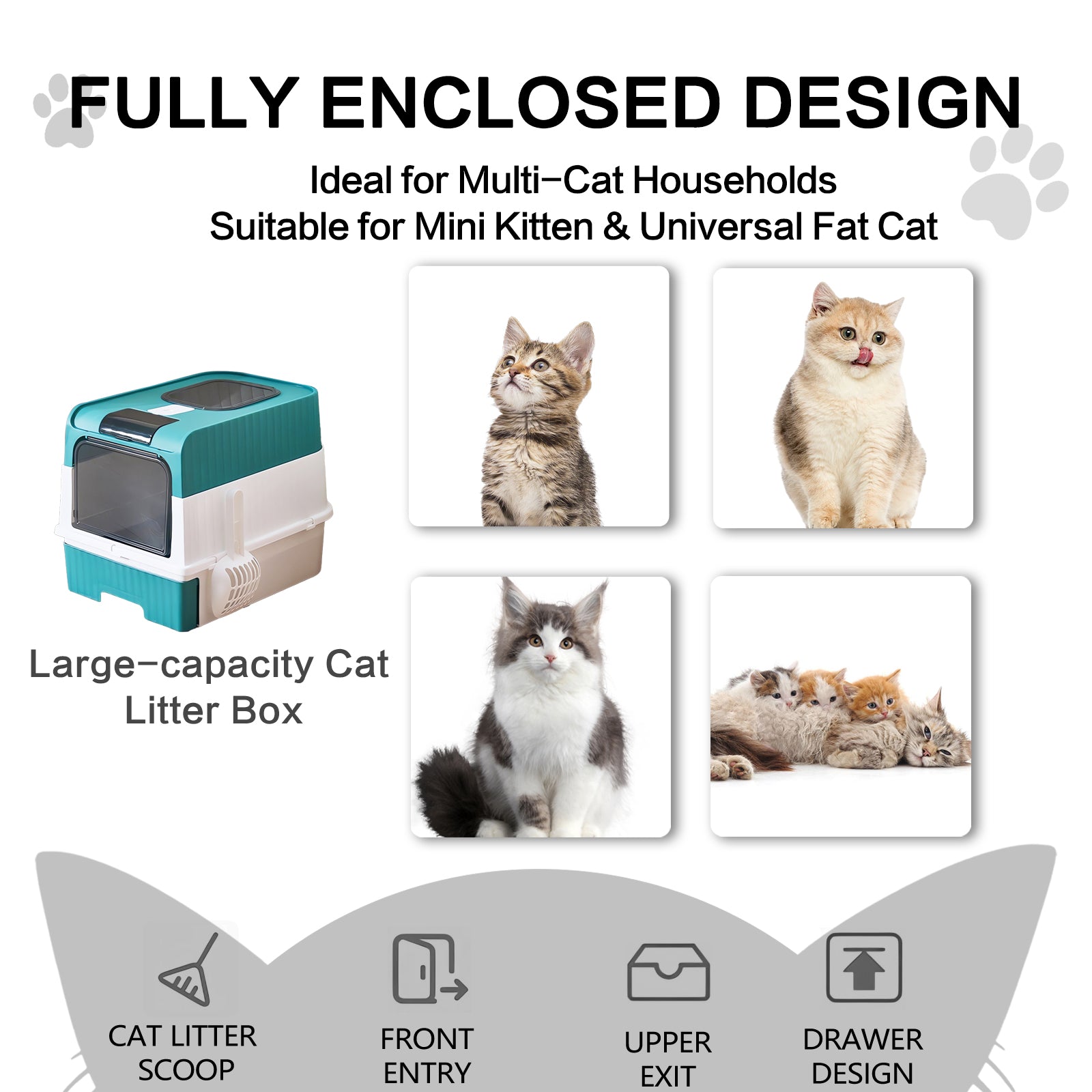 Super Large Capacity Cat Litter Box - Easy To Clean, Odorless, Leak Proof, Not Easy To Leak, Pull - out Design, Comfortable Toilet For Pets - 5 - CJ