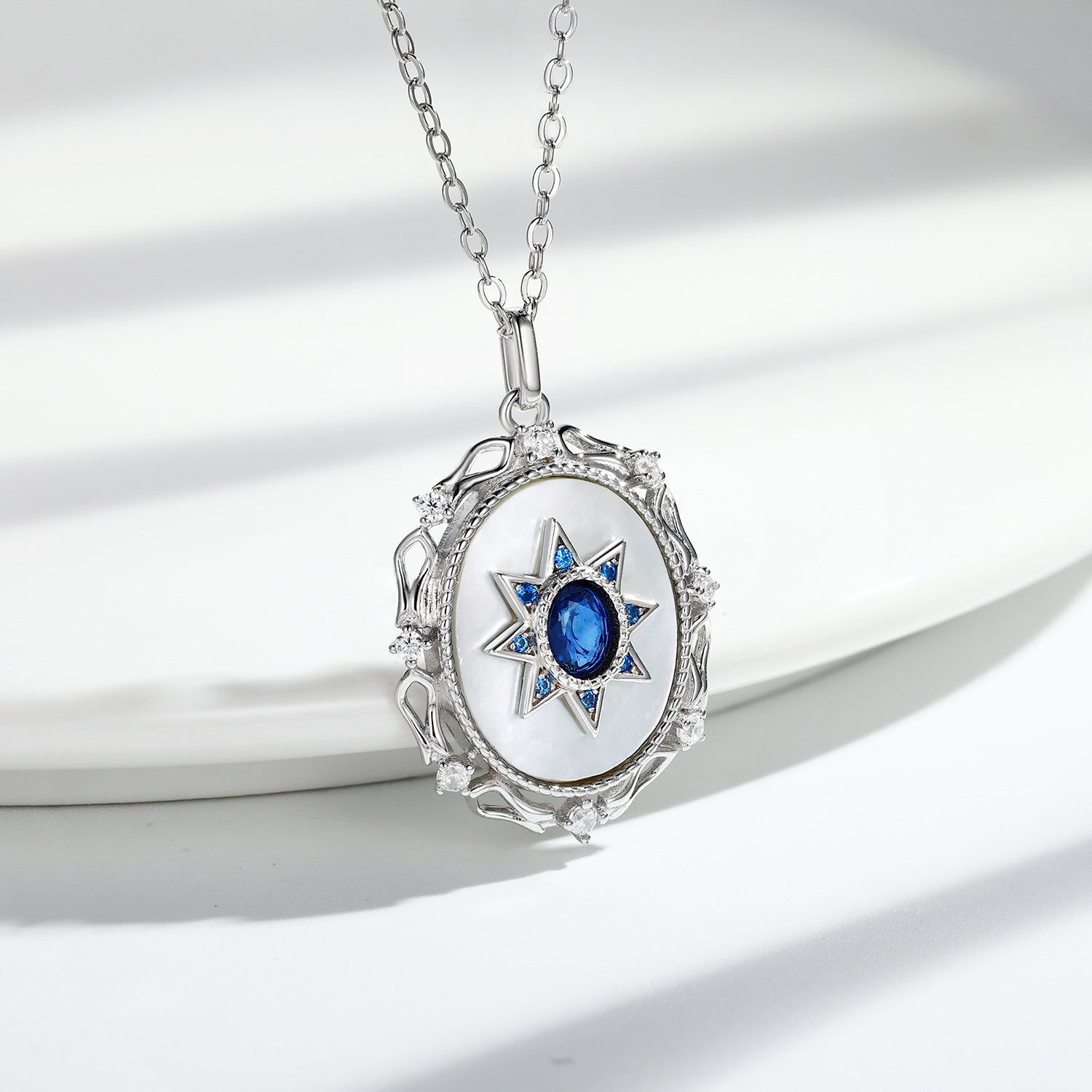 925 Silver Girl Natural Sapphire Necklace Versatile - 4 - CJ