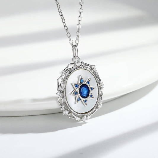 925 Silver Girl Natural Sapphire Necklace Versatile - 4 - CJ