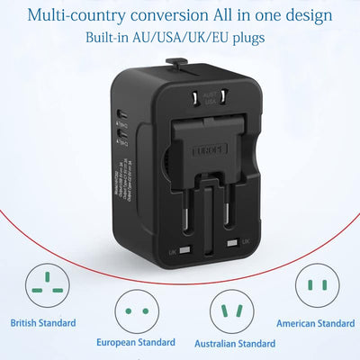 Universal Travel Adapter, Portable Worldwide All - in - One Plug Adapter With 3 USB - 5 - CJ