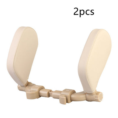 Car headrest pillow Sleep Adjustable Side Car Soft Travel Seat Headrest Auto Leather Support Neck Pillow Cushion car accessories - 0 - CJ - Beige white 2pcs - CJQCQCQC00615 - Beige white 2pcs
