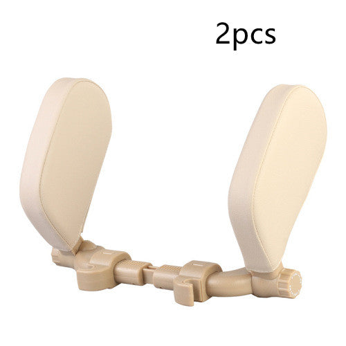 Car headrest pillow Sleep Adjustable Side Car Soft Travel Seat Headrest Auto Leather Support Neck Pillow Cushion car accessories - 0 - CJ - Beige white 2pcs - CJQCQCQC00615 - Beige white 2pcs