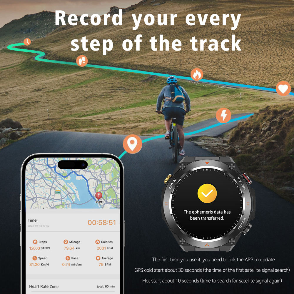 SENBONO GPS Smart Watch Men 1.45'' HD Screen Built - In GPS Altimeter Barometer Compass AI Voice Compatible With Android & IPhone - 5 - CJ