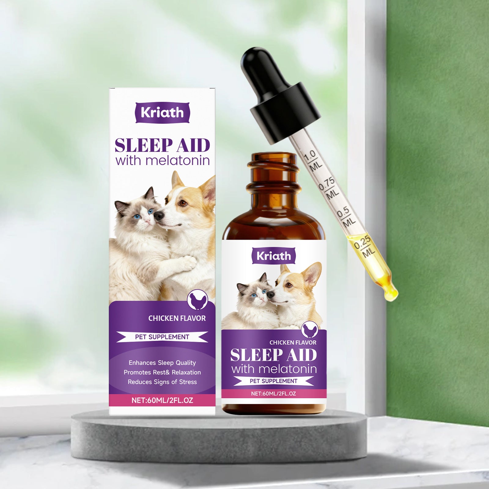 Kriath Pet Cat And Dog Care Drops Gentle, Nourishing, And Soothing Drops For Cats And Dogs, Ideal For Daily Sleep And General Care - 0 - CJ