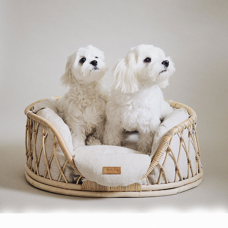 Pet Bed Handmade Rattan Woven Pet Bed Sofa For Dogs - 0 - CJ - Circle - CJGY166738203CX