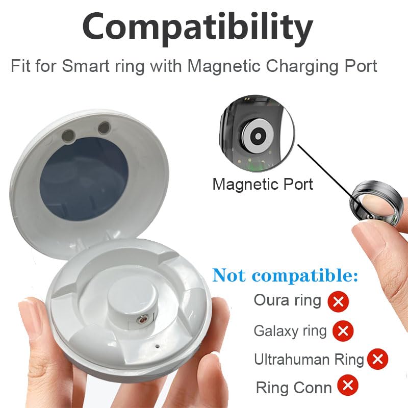 Smart Ring Charging Case, Magnetic Charging Port Compartment, Fast Charging Compact Box Portable Charger For COLMI R02 R06 R11M R8 Fitness Ring, 200 MAh Battery - 5 - CJ