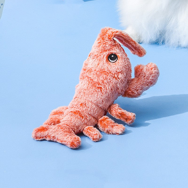 Pet Toys Electric Jumping Shrimp USB Charging Simulation Lobster Funny Cat Plush Pets Toy - 0 - CJ - Soft sewn on eyes version - About 32CM - USB - CJJT131737106FU
