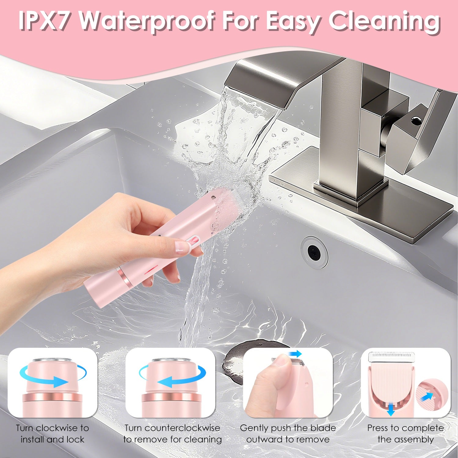 1Pc 2 In 1 Bikini Trimmer For Women Dual Head Cordless Body Shaver IPX7 Waterproof Rechargeable Pubic Hair Razor Wet And Dry Use For Bikini Underarm Leg Arm Body Face - 5 - CJ