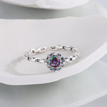 925 Sterling Silver Multicolor Zircon Chain Ring Female - 4 - CJ